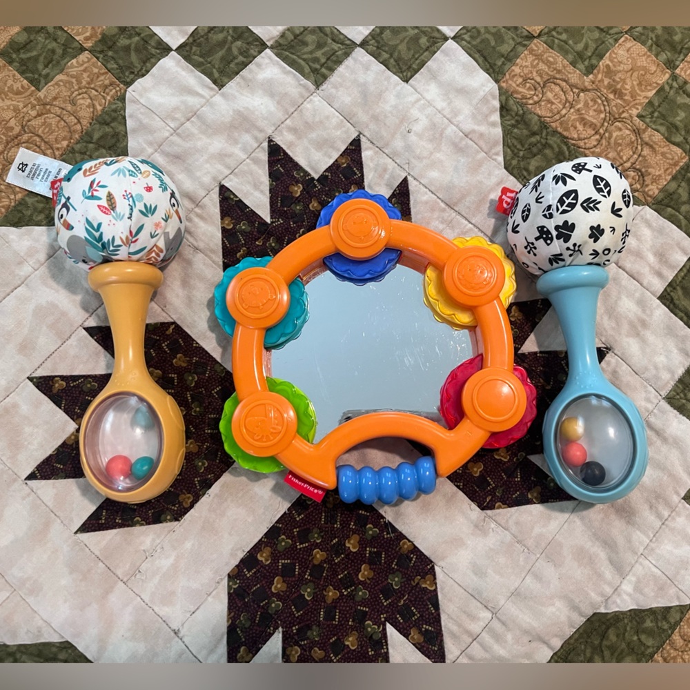 Fisher-Price Orange Tambourine and Rattle Set